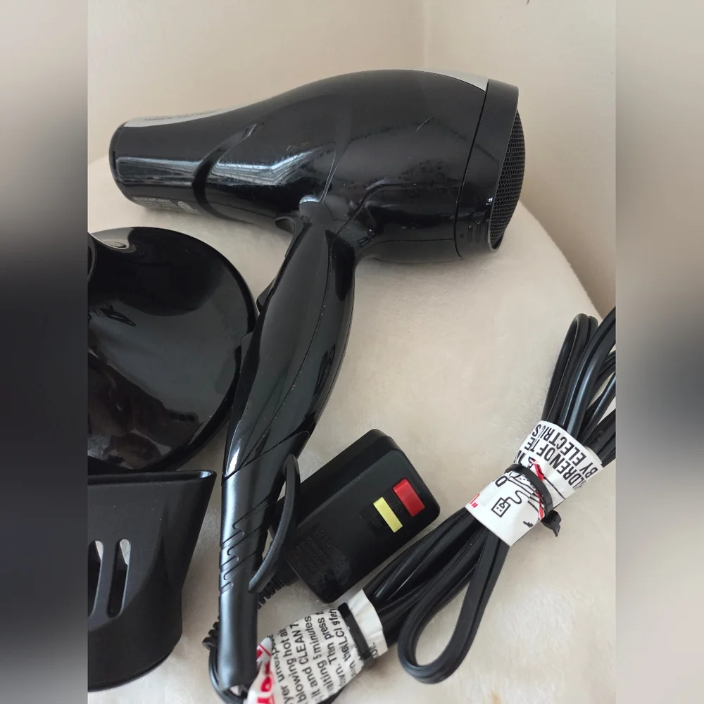 REVLON Style Expert 1875W Tourmaline Ionic Ceramic Blow Dryer Black Silver EUC